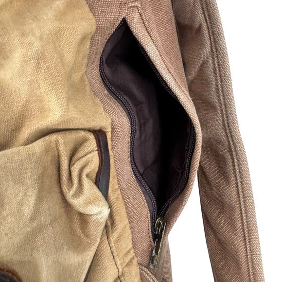 Vintage Waxed Canvas Leather Back Pack Utility Streetwear Commuter Gorpcore - Picture 7 of 16